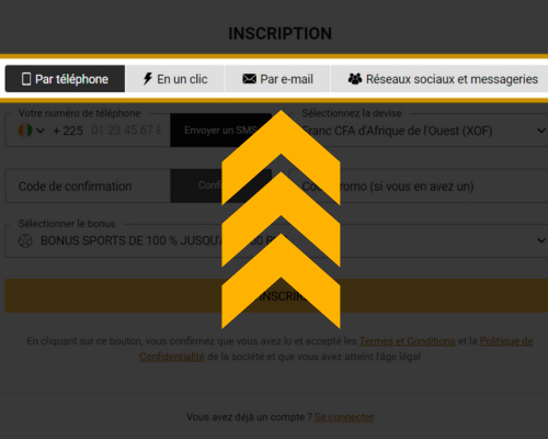 Choisissez l’une des quatre façons de vous inscrire sur Melbet
