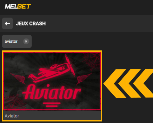 Recherche du jeu Aviator sur Melbet Côte d'Ivoire