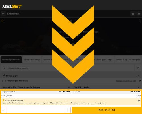 Saisie du montant de la mise pour un pari basket sur Melbet