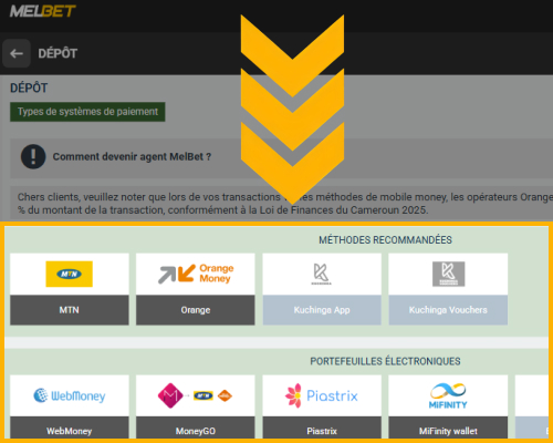 Méthodes de dépôt sur Melbet CI