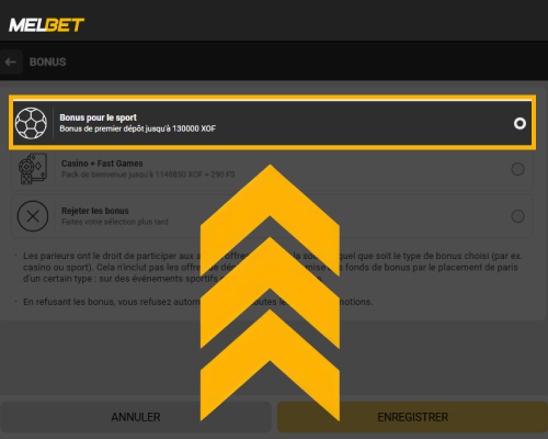 Activation du bonus sportif Melbet sur le premier dépôt