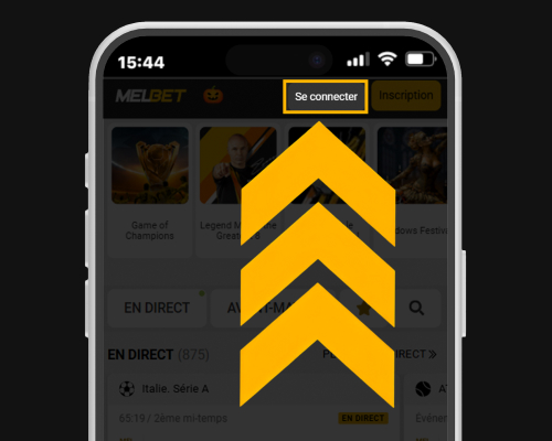 Bouton Se connecter pour accéder au compte Melbet