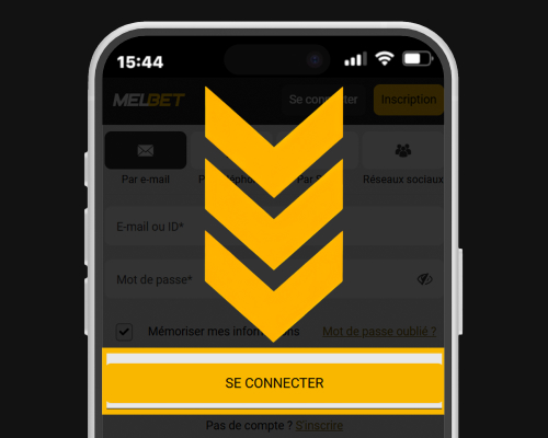 Bouton Se connecter sur le site Melbet