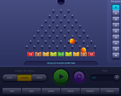 Observation de la trajectoire du jeton et de la case où il atterrit dans Plinko