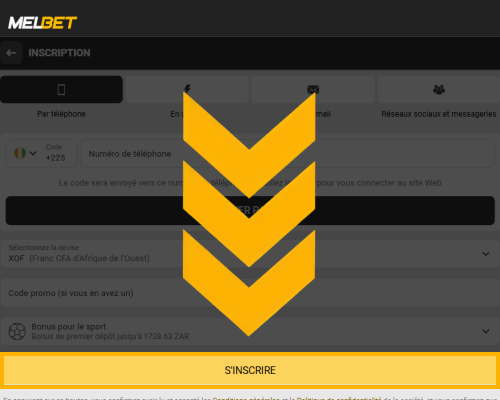 Validation de l’inscription et dépôt de fonds sur Melbet