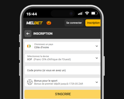 Saisie des informations personnelles nécessaires pour créer un compte Melbet