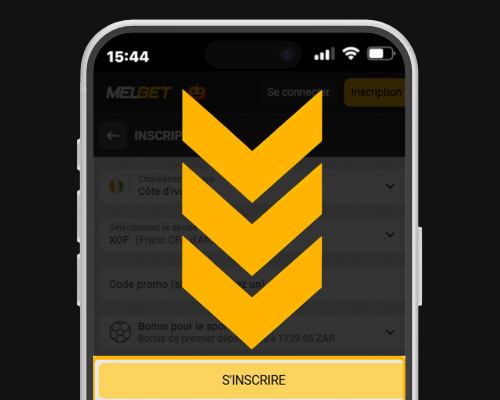Bouton S’inscrire permettant de valider l’inscription sur Melbet