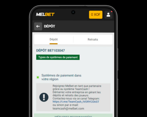 Effectuer un dépôt dans l'application Melbet